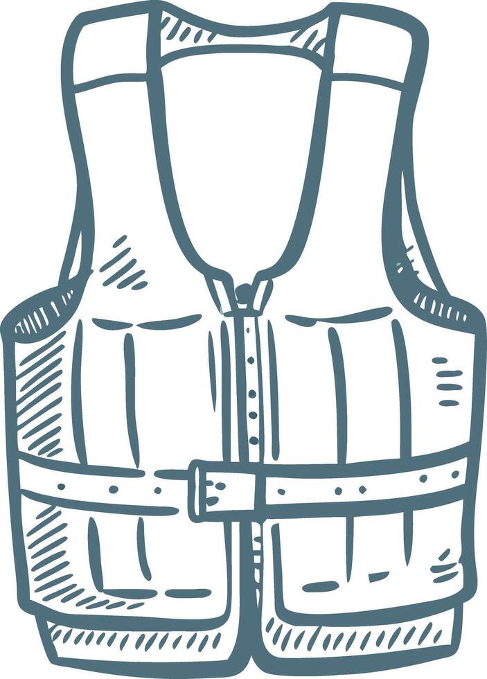 Illustration Fishing Vest Sketch for Outdoor Adventure vector