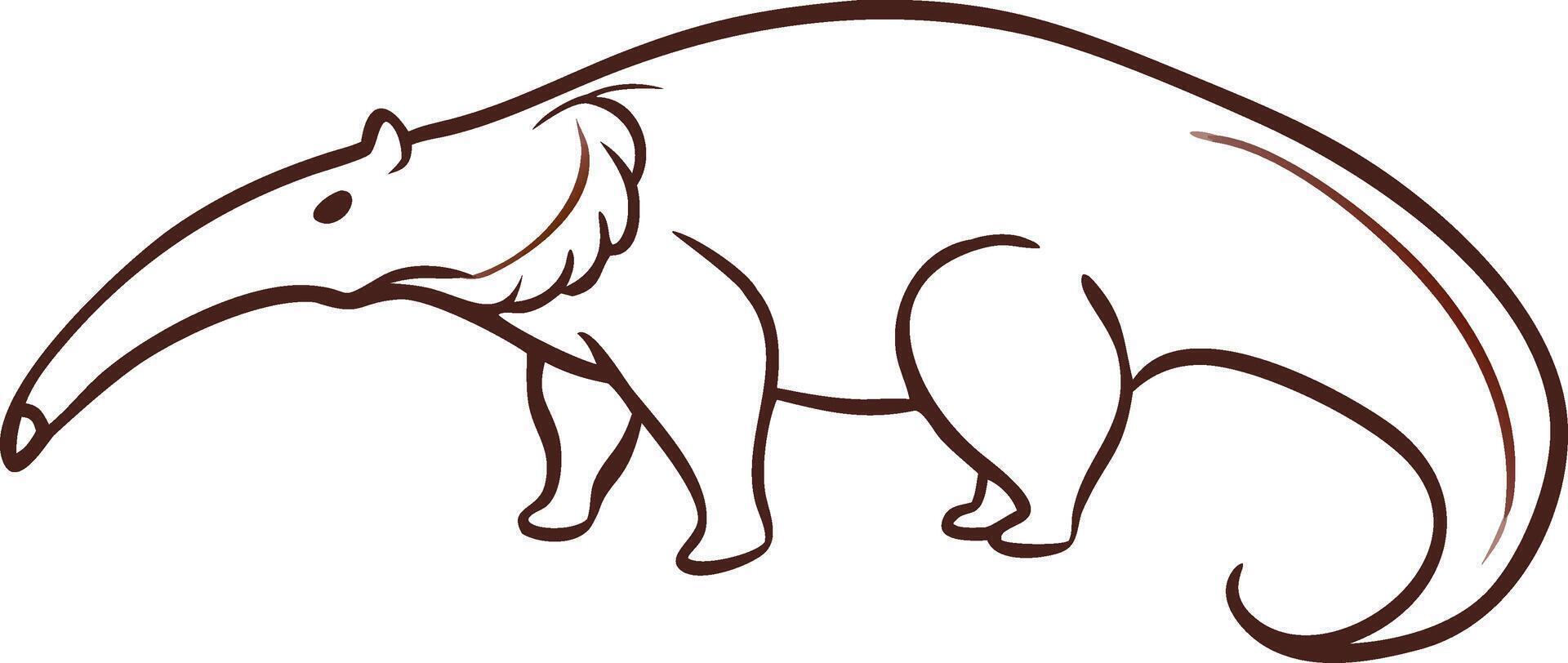 Anteater Line Art Illustration Wildlife Design vector