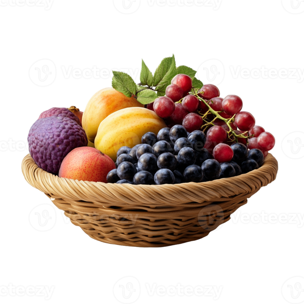 Realistic Fruit Basket Clipart with Transparent Background for Creative Use png