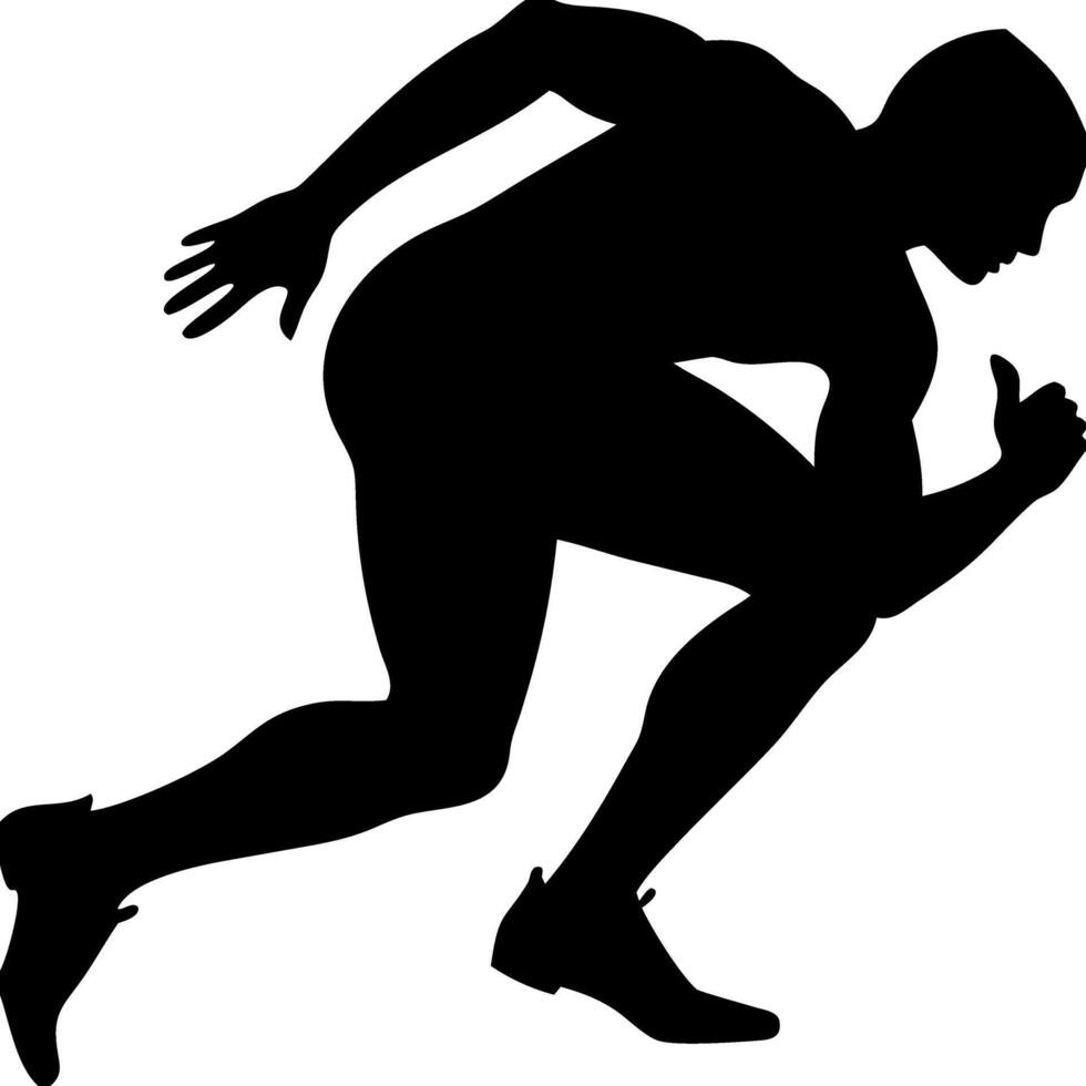 Silhouette of Sprinter in Starting Position Dynamic Art Illustration vector