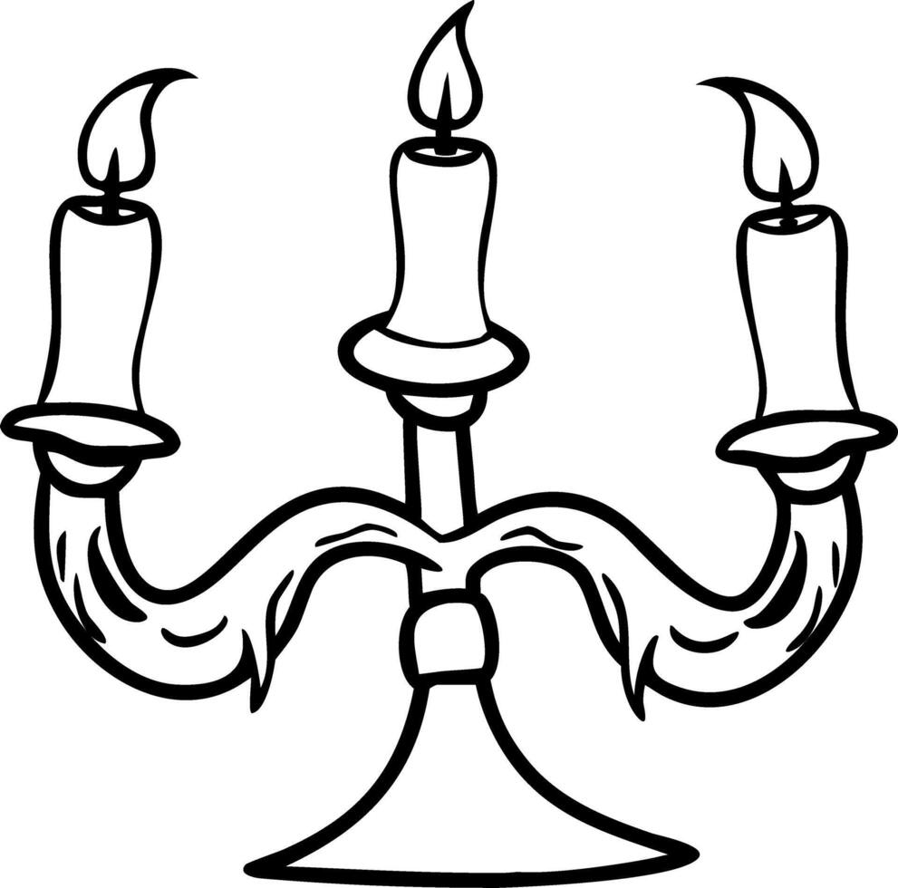 Elegant Vintage Candelabra with Three Candle Flames Illustration vector