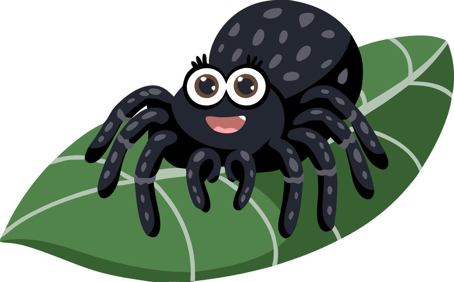 Cute Cartoon Spider on Leaf Illustration for Educational and Children's Content vector