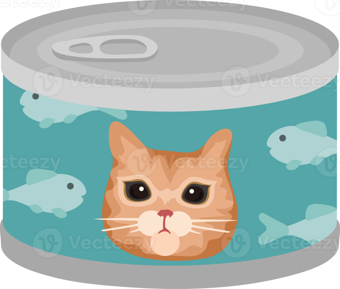 Illustration of Cat Food Can with Fish Design png