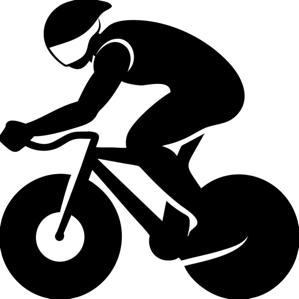 Silhouette Cyclist Racing on Modern Bicycle in Dynamic Motion Pose vector