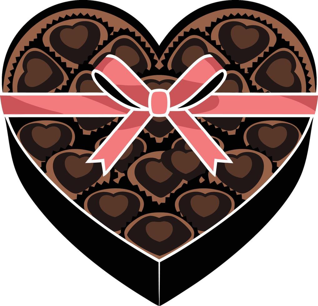 Heart Shaped Chocolate Box with Pink Ribbon for Romantic Gifts and Celebrations vector