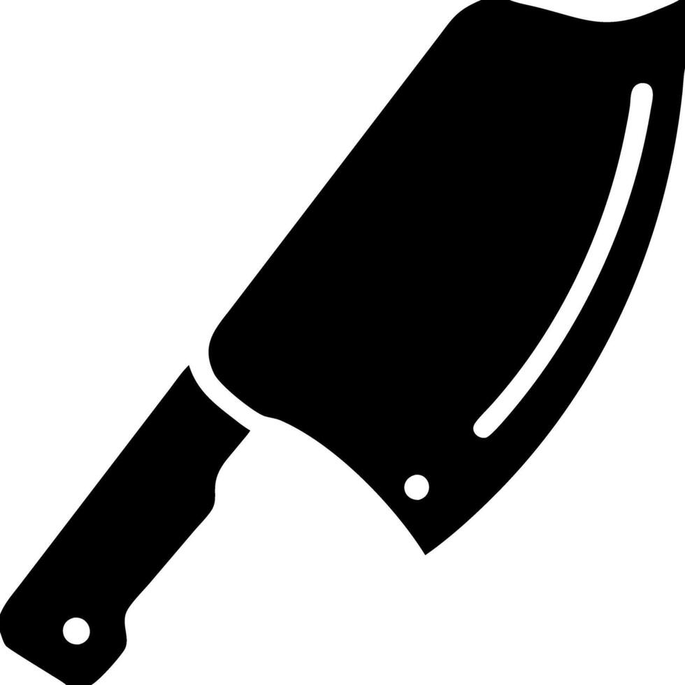 Cleaver Knife with Simple Black Silhouette on Solid Background Illustration vector