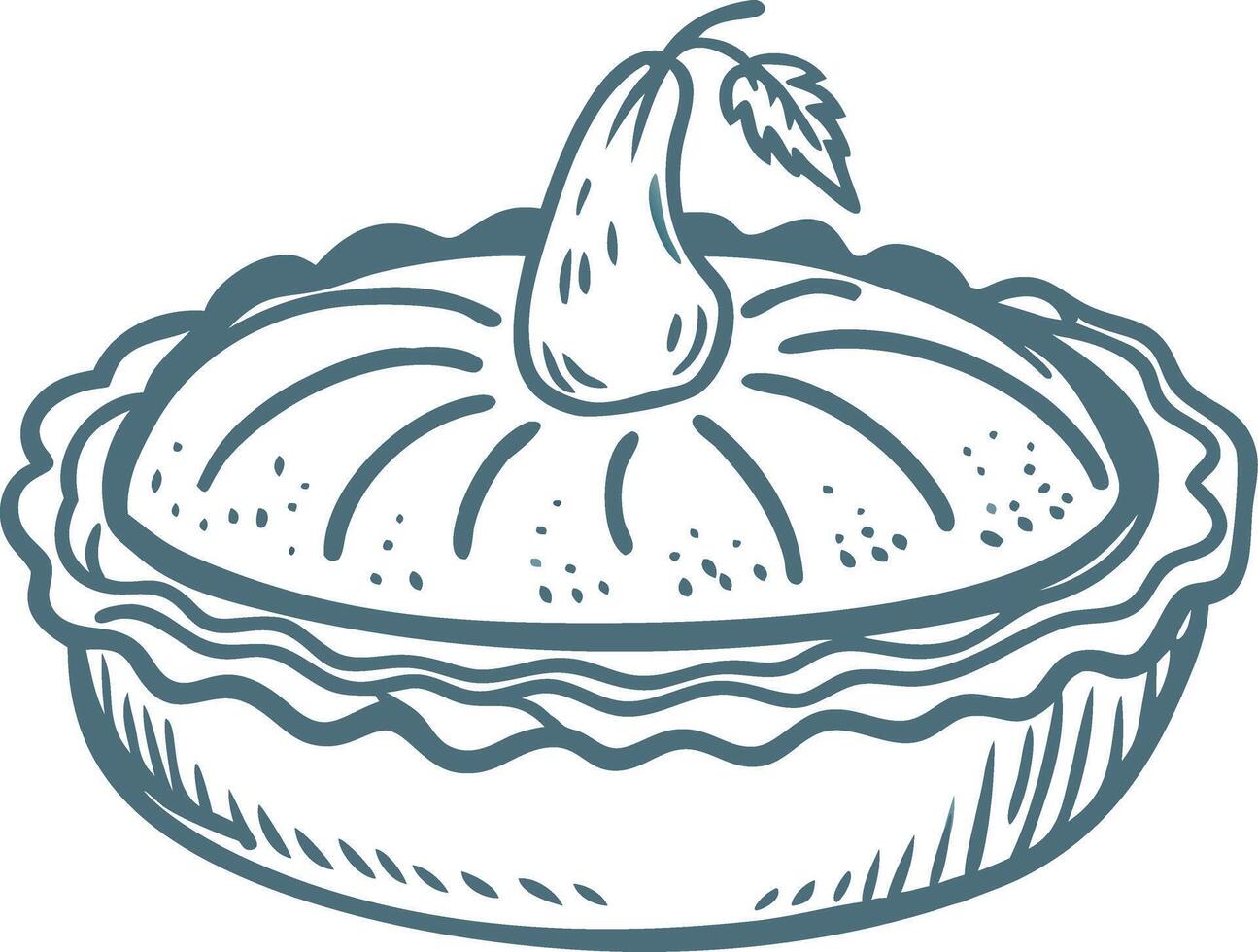 Hand Drawn Pear Topped Pie Illustration for Baking and Dessert Themes vector