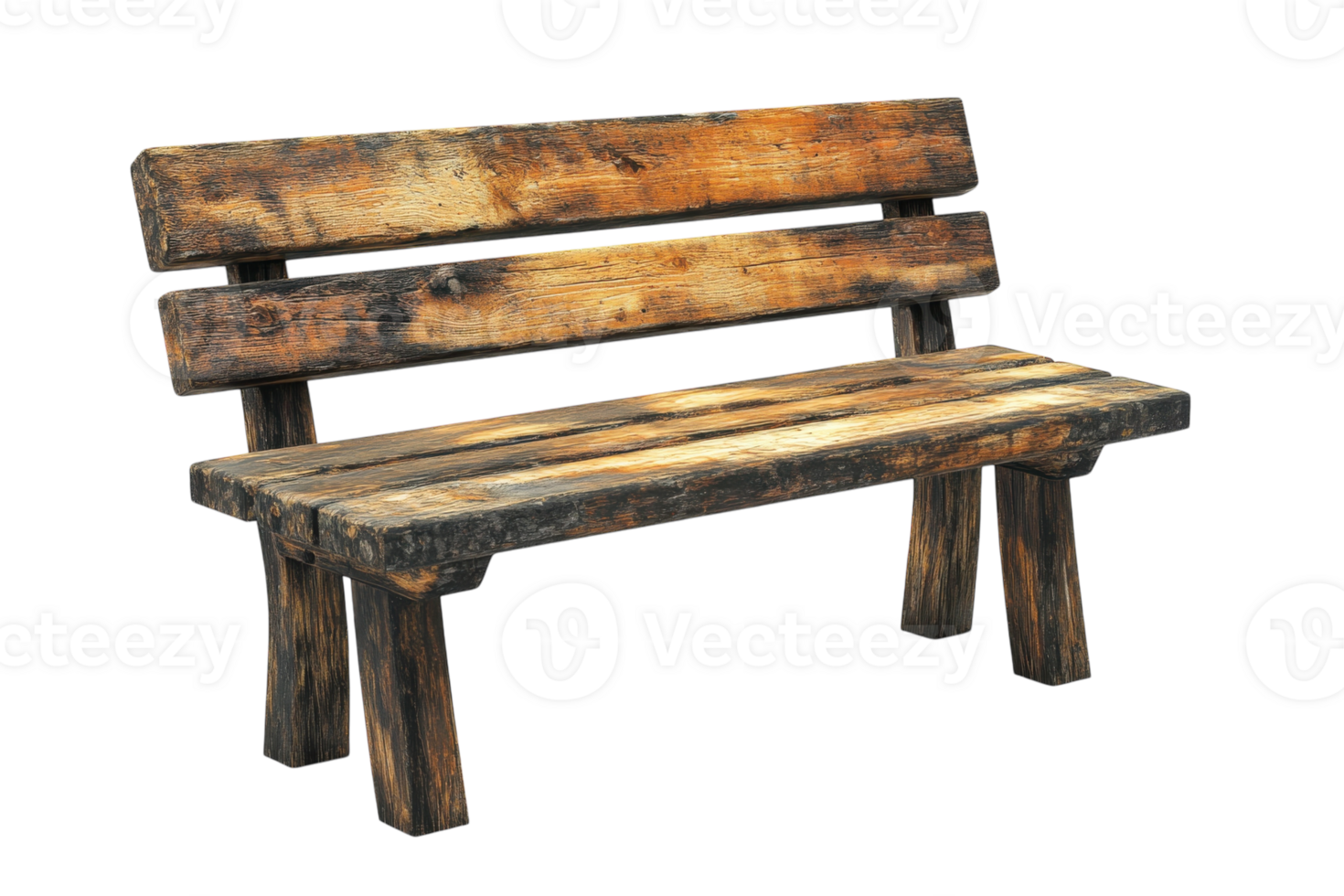 Rustic wooden bench perfect for outdoor lounging in gardens or parks during sunny days png