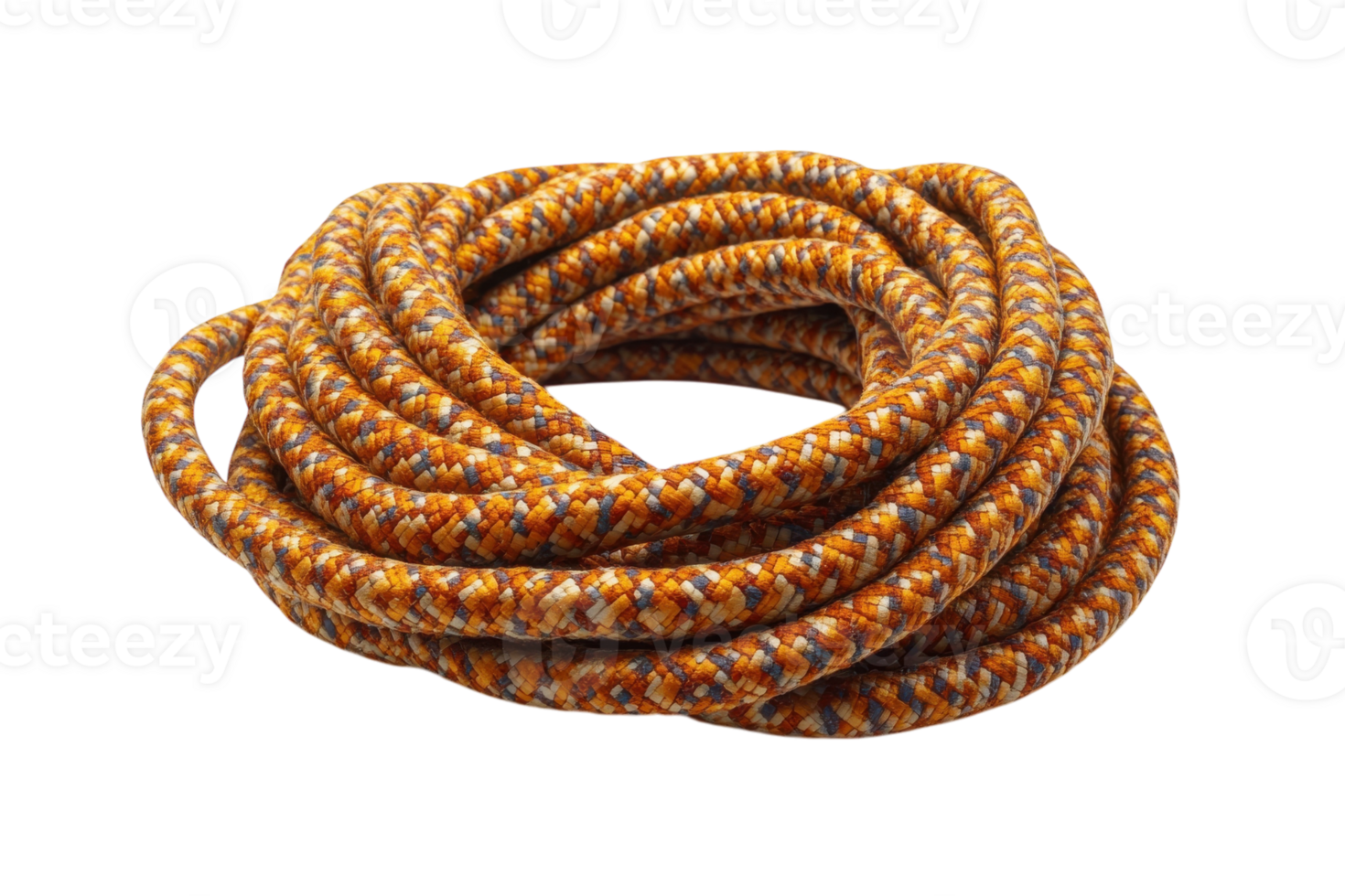 Colorful braided rope coiled neatly ready for various tasks and uses in outdoor activities and crafts png