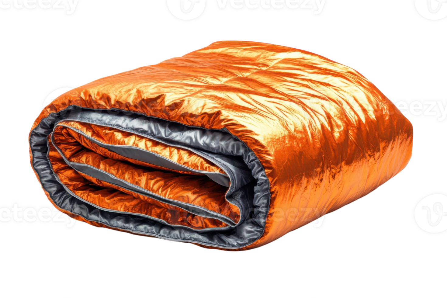 Bright orange sleeping bag ideal for outdoor camping and hiking adventures in various environments and weather conditions png