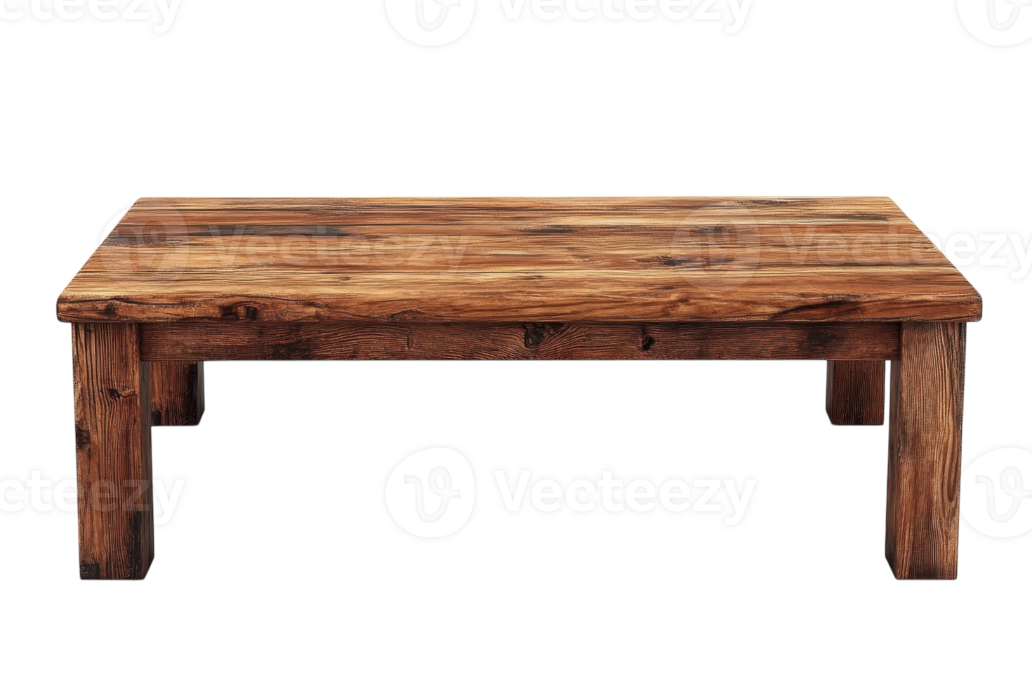 Rustic wooden coffee table with a natural finish showcasing unique grain patterns and sturdy legs ideal for cozy living spaces png