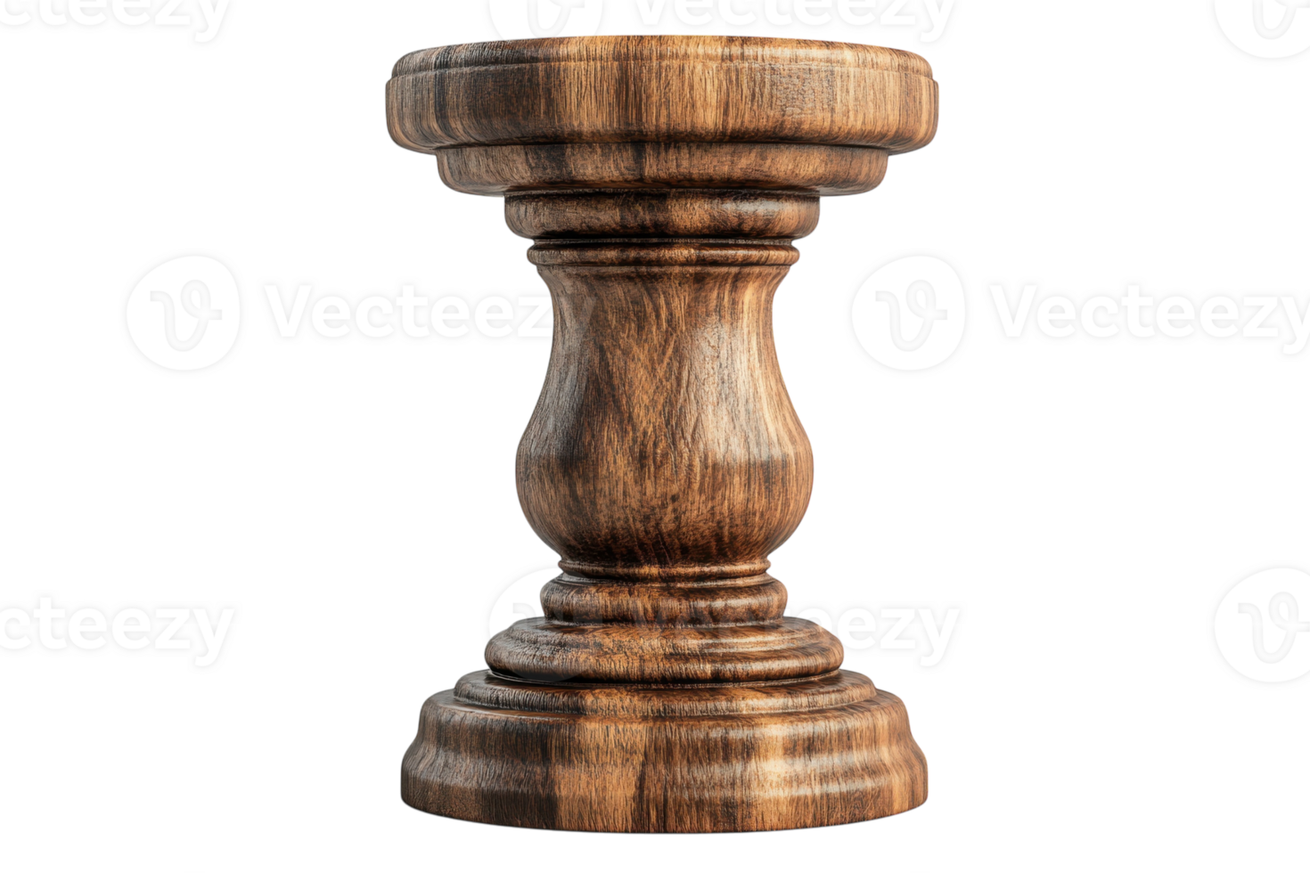 Elegant wooden pedestal showcasing intricate craftsmanship with rich textures and natural finish png