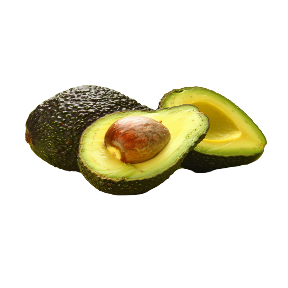 Fresh Avocado Cut in Half Exposing the Creamy Flesh and Seed Perfectly Presented for Food Photography and Culinary Use png