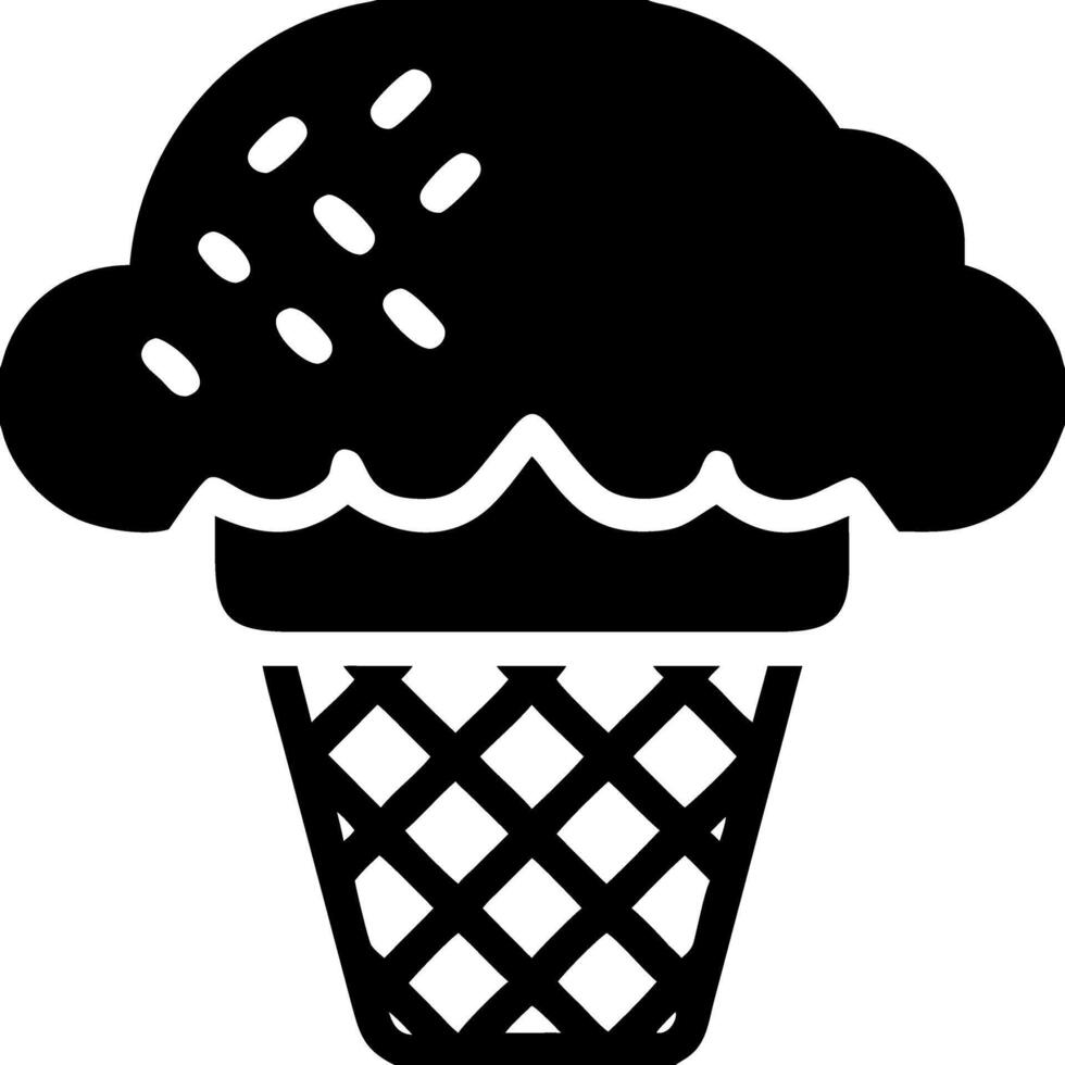 Black Ice Cream Cone for Dessert and Food Design in Simple Style vector