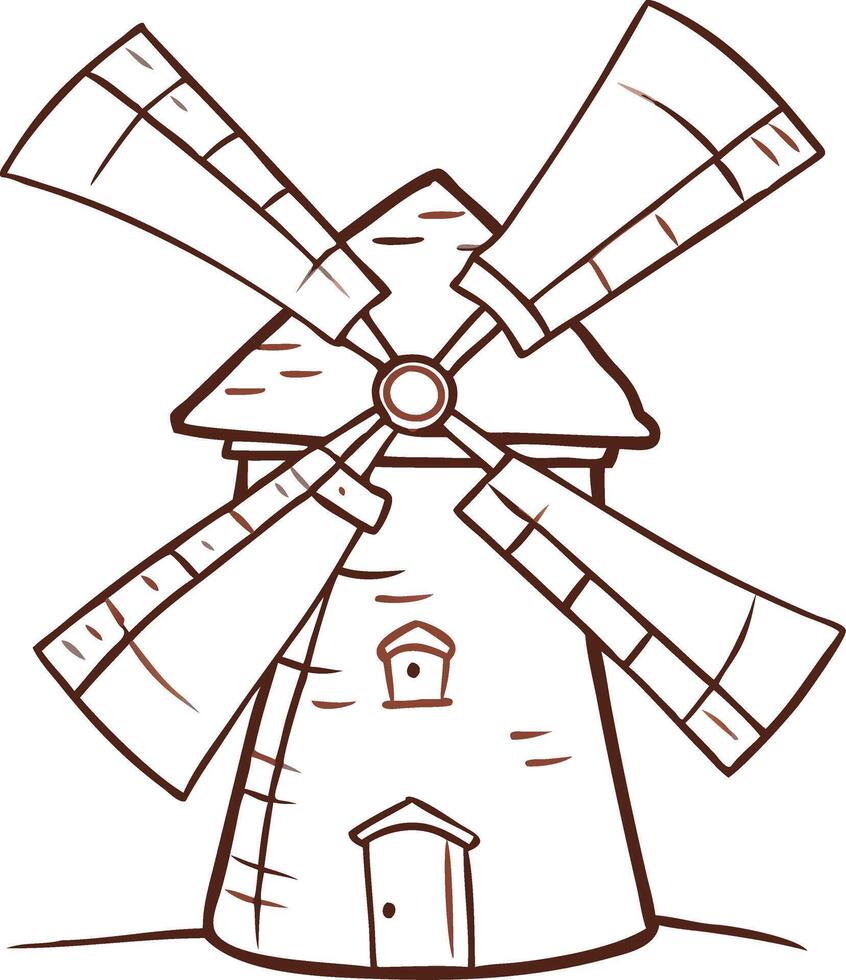 Vintage Windmill Illustration with Rotating Blades Design vector