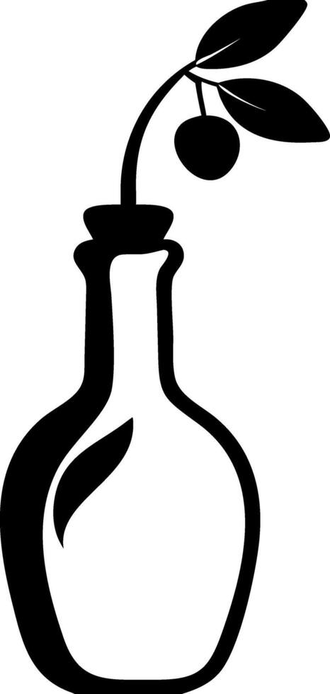Elegant Olive Oil Bottle with Leaf and Fruit Illustration vector