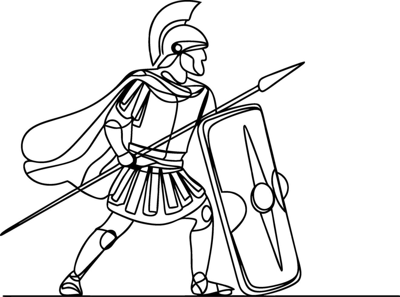 Ancient Roman Soldier Illustration with Shield and Spear vector