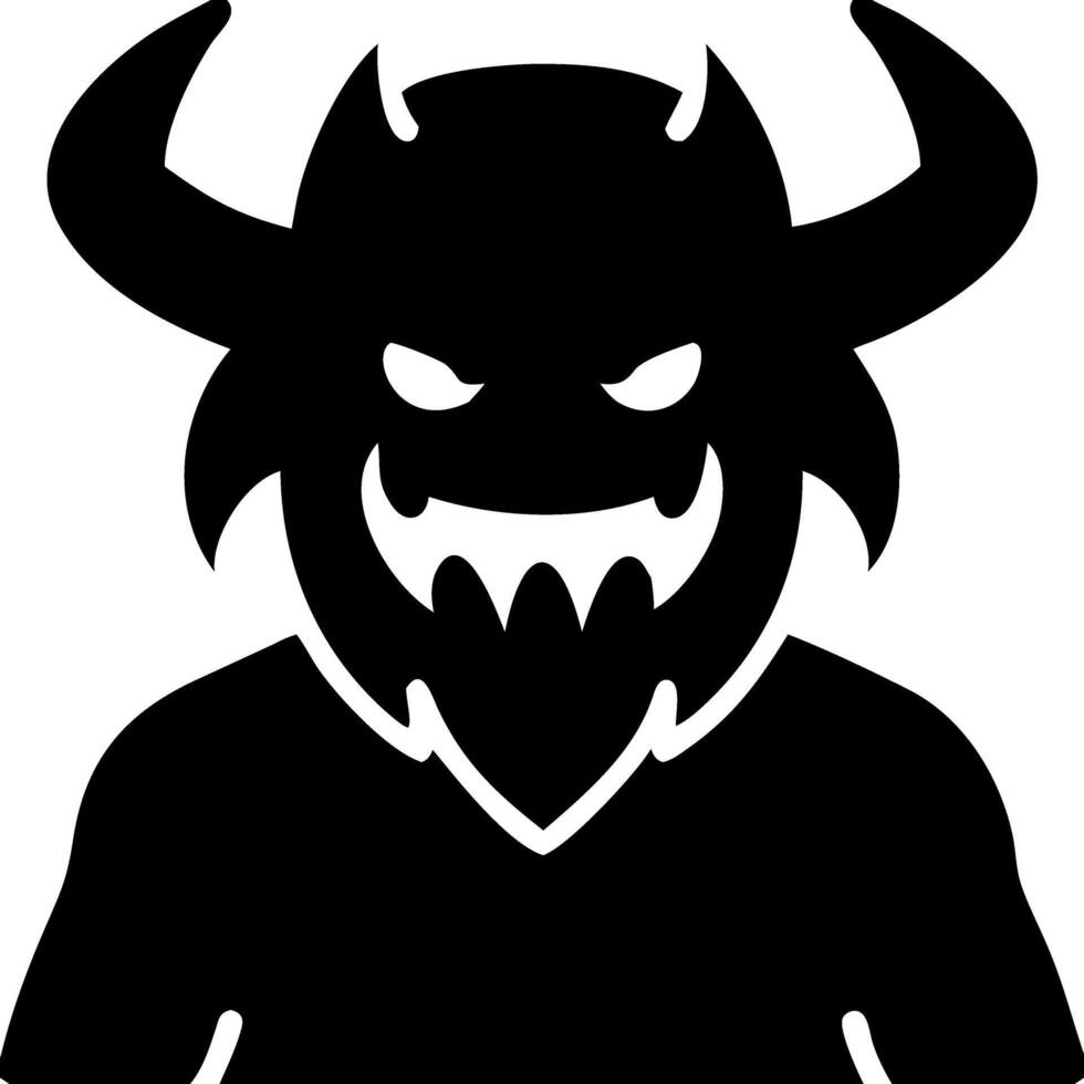 Fierce Demon Silhouette with Horns and Sharp Features Illustration for Halloween Graphics vector