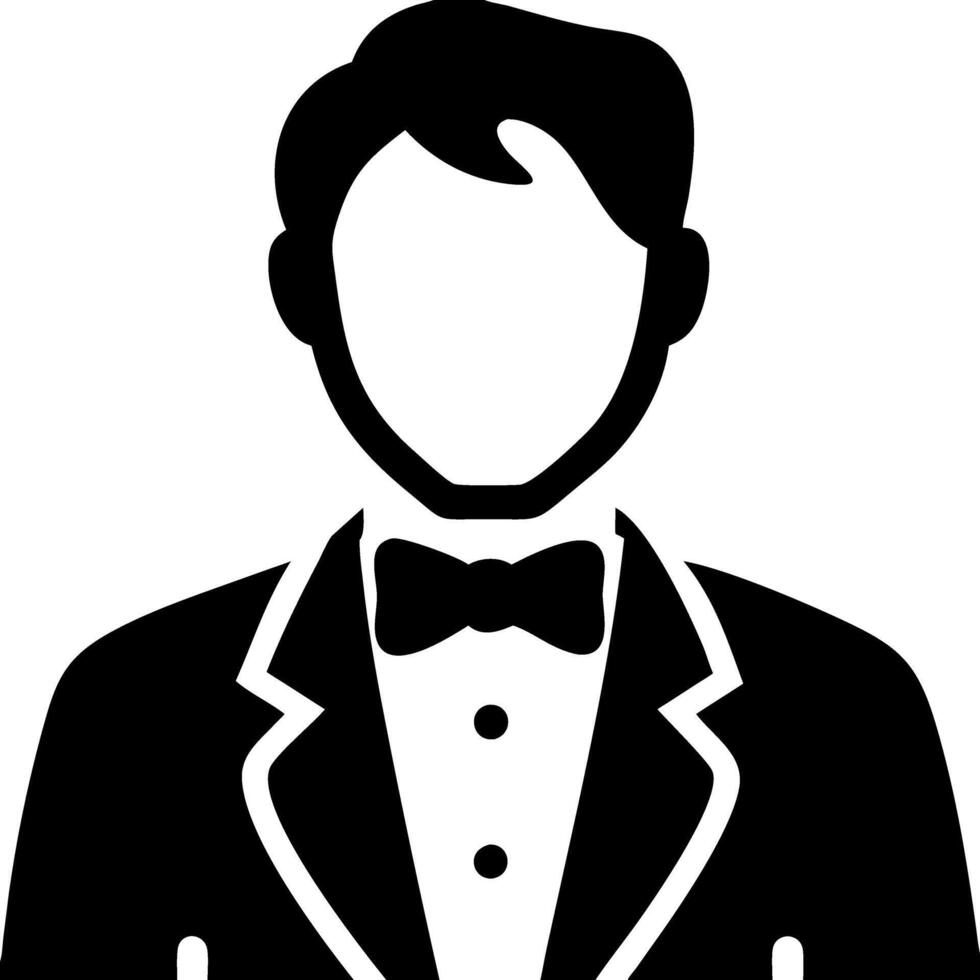 Elegant Gentleman Silhouette in Suit and Bow Tie Illustration vector