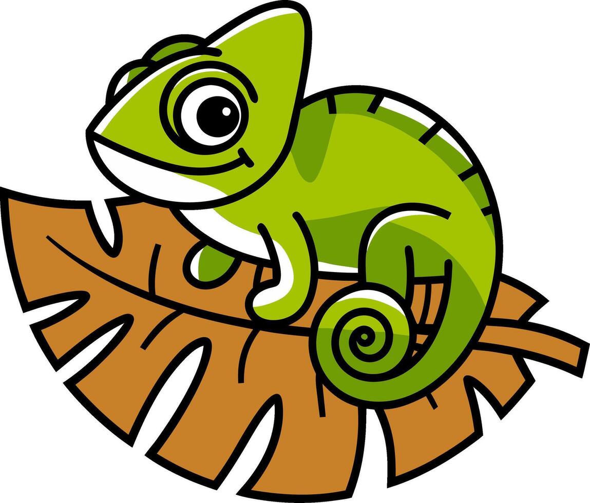 Colorful Chameleon Illustration on Leaf for Nature and Wildlife Concepts vector