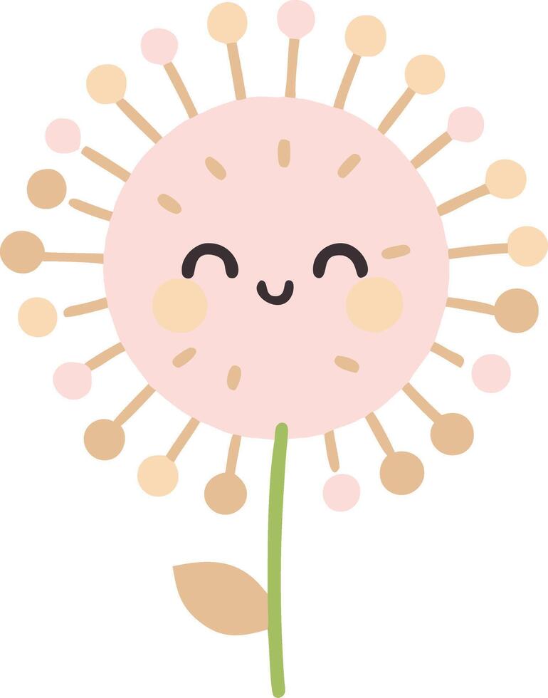 Adorable Smiling Dandelion Flower Illustration for Children's Design vector