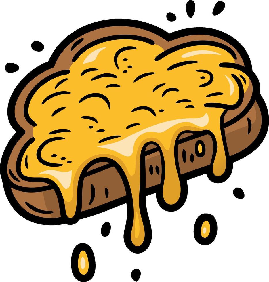 Melting Cheese on Toast Cartoon Art for Food Illustration and Design Projects vector
