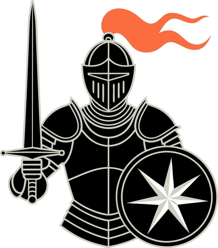 Medieval Knight Warrior with Sword and Shield Illustration vector