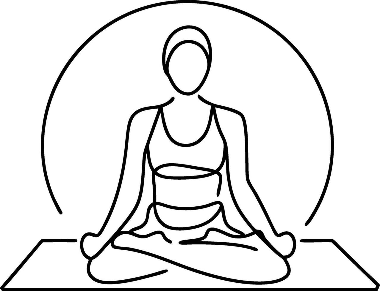 Meditation Yoga Pose Line Art Illustration for Mindfulness and Wellness vector