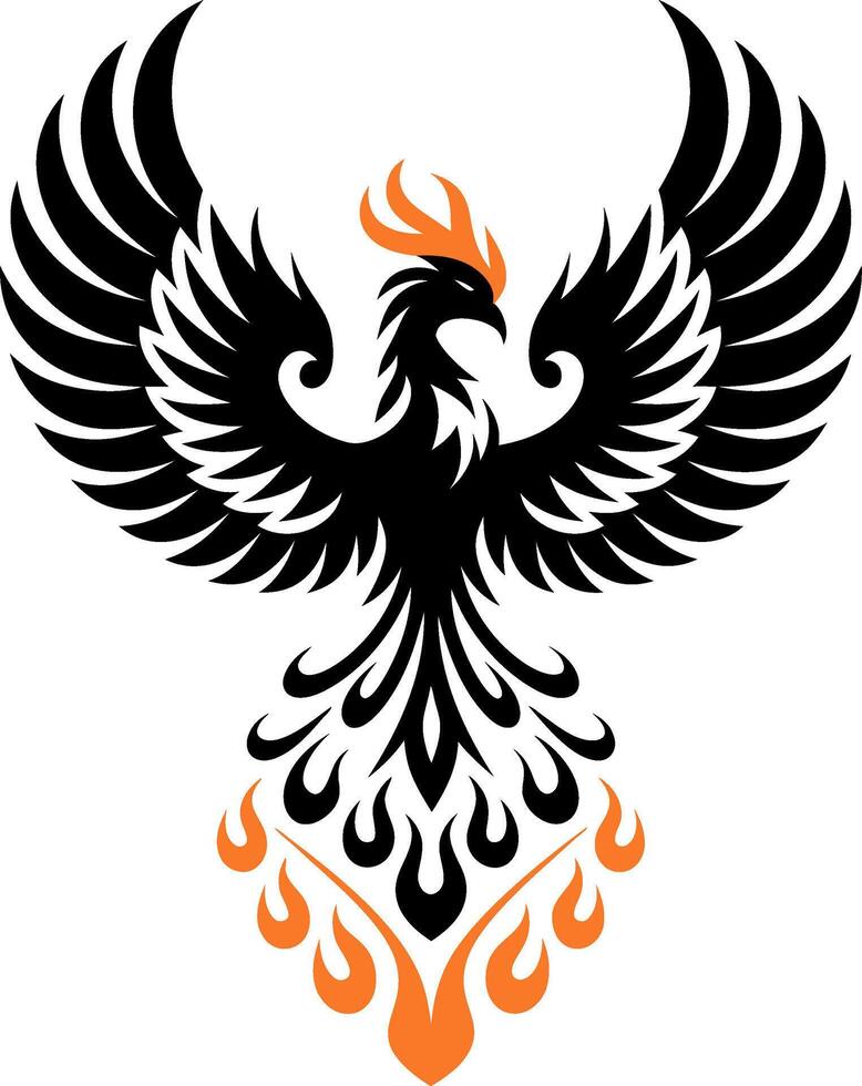 Majestic Phoenix Rising from Flames Symbolizing Rebirth and Renewal vector