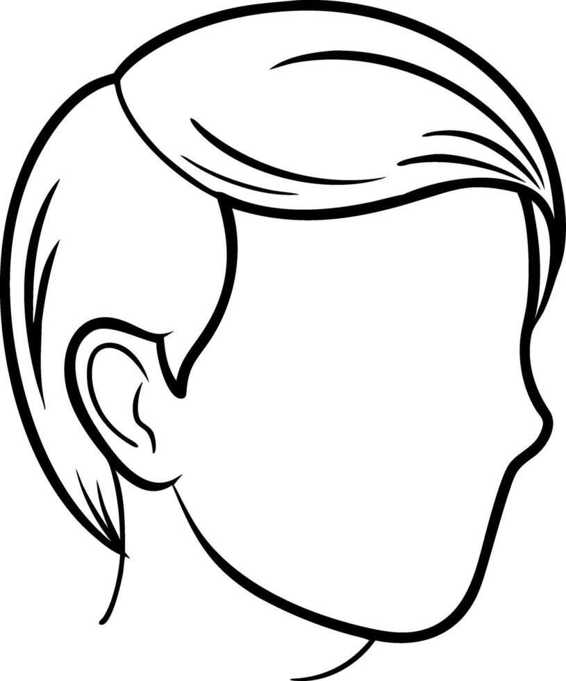 Minimalist Black Line Art Young Boy Head Profile Illustration vector