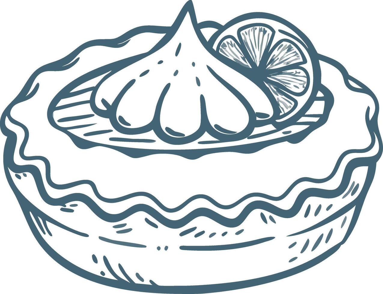 Lemon Pie Illustration with Whipped Cream Topping for Culinary Design Inspiration vector
