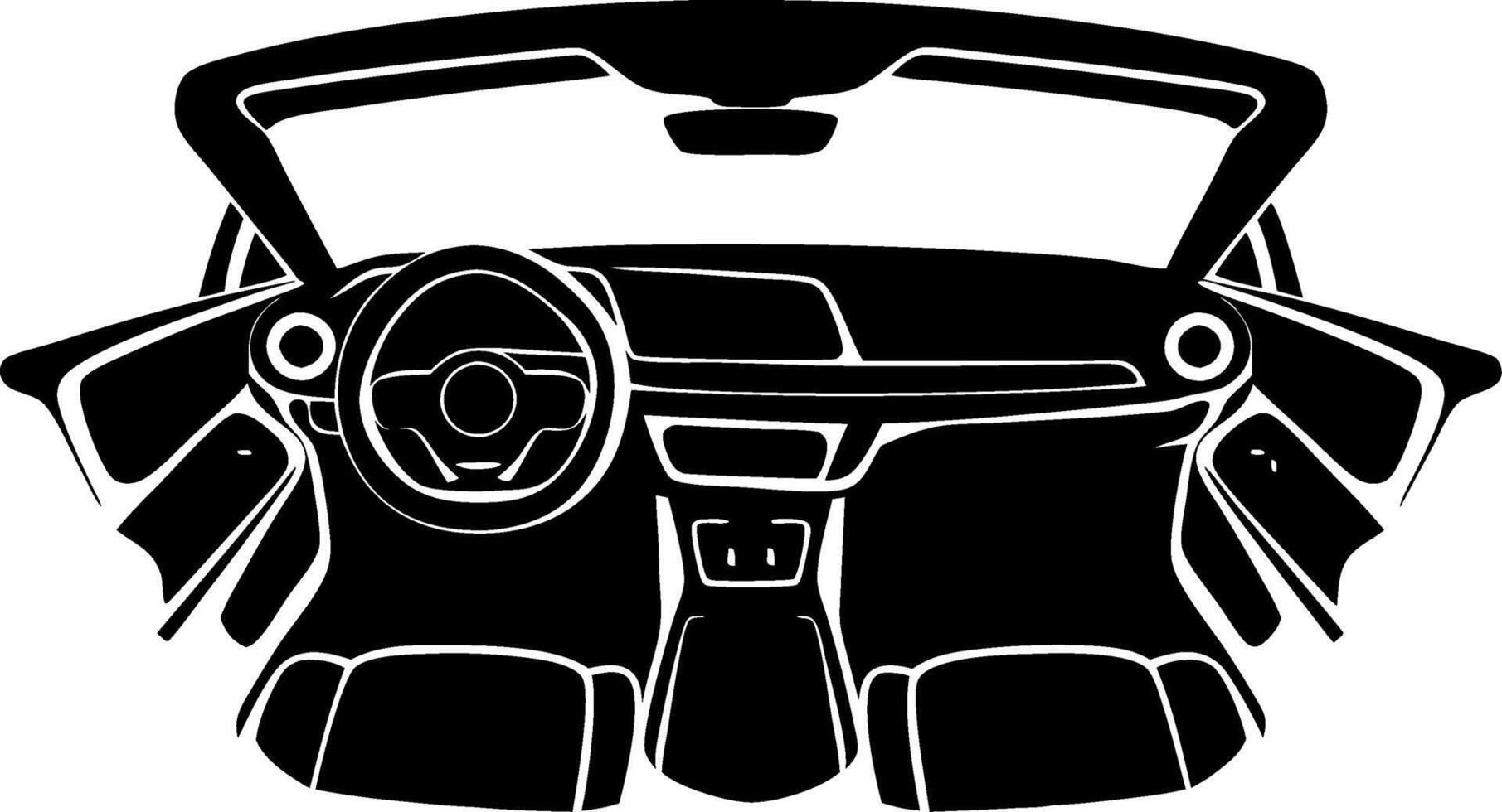 Modern Car Interior Silhouette with Convertible Top and Dashboard Design vector