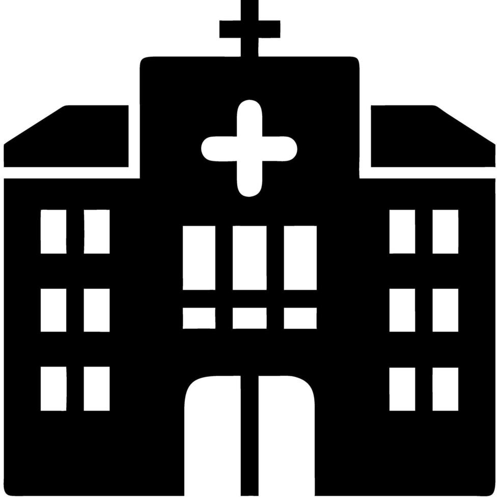 Hospital Building with Medical Cross Symbol for Healthcare and Emergency Services vector