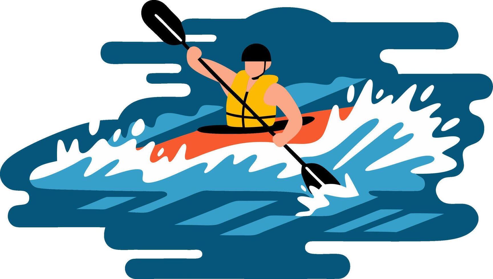 Kayaker in Rough Water Adventure Sports Illustration vector