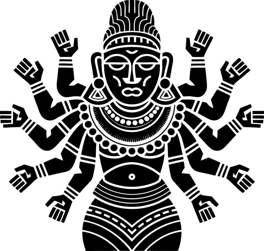 Intricate Multi-Armed Tribal Goddess Design for Cultural Projects vector