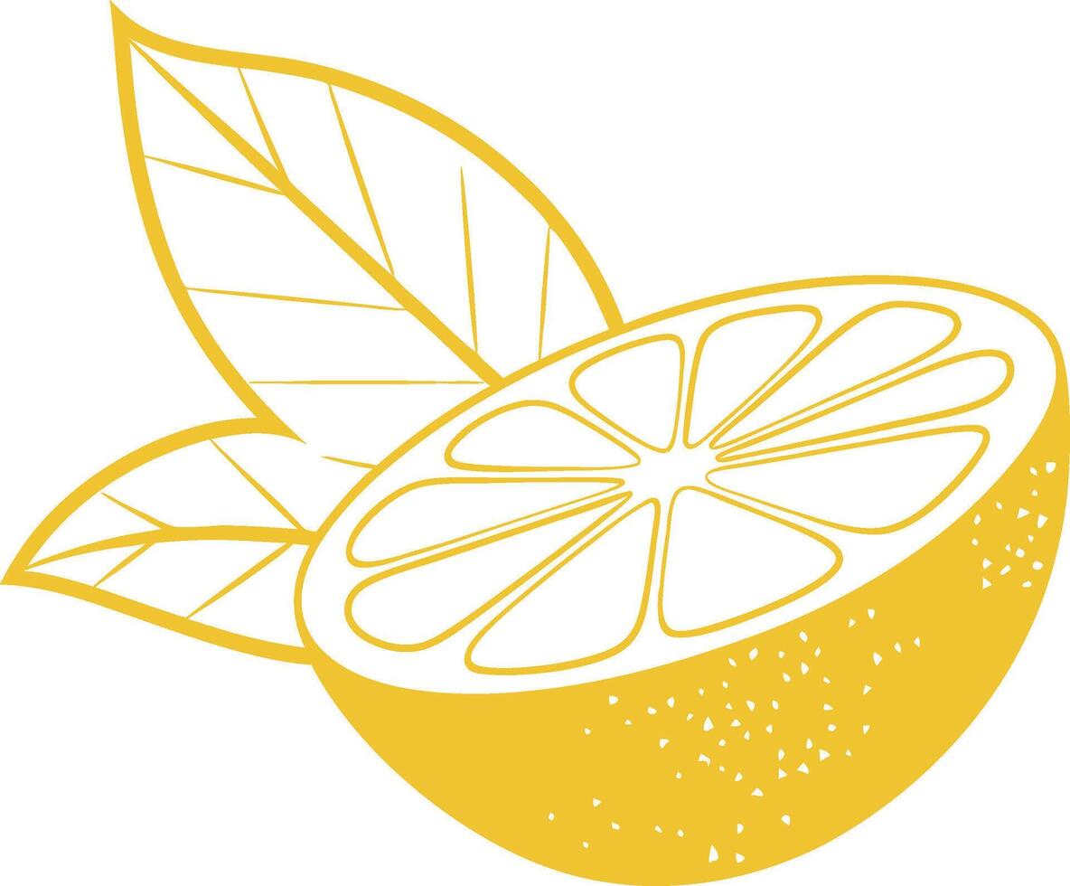 Lemon Slice with Leaves Art Illustration for Citrus Themed Designs vector