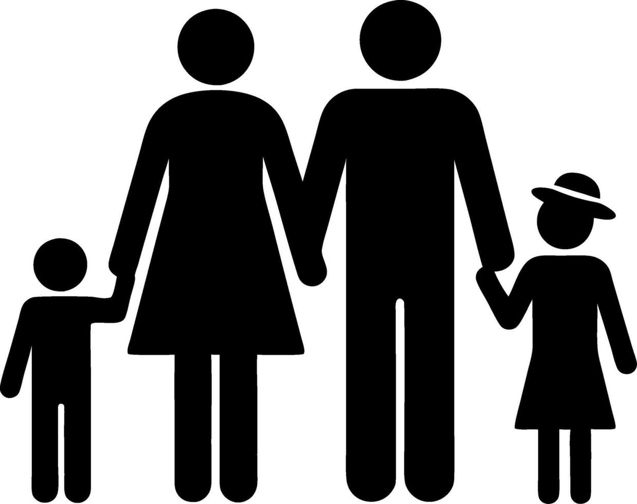 Family Unity Silhouette Illustration Parents and Children Holding Hands vector