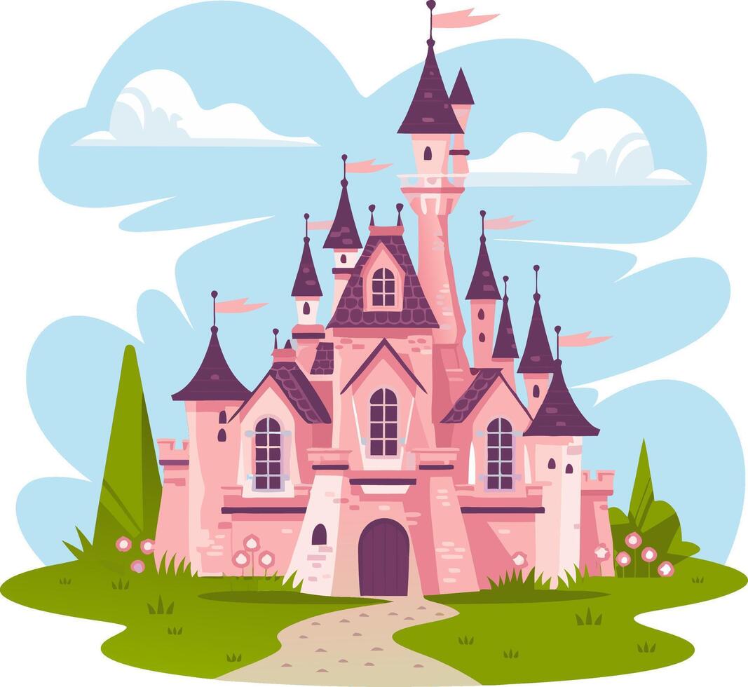 Enchanting Fantasy Castle Illustration for Fairytale Design Projects vector