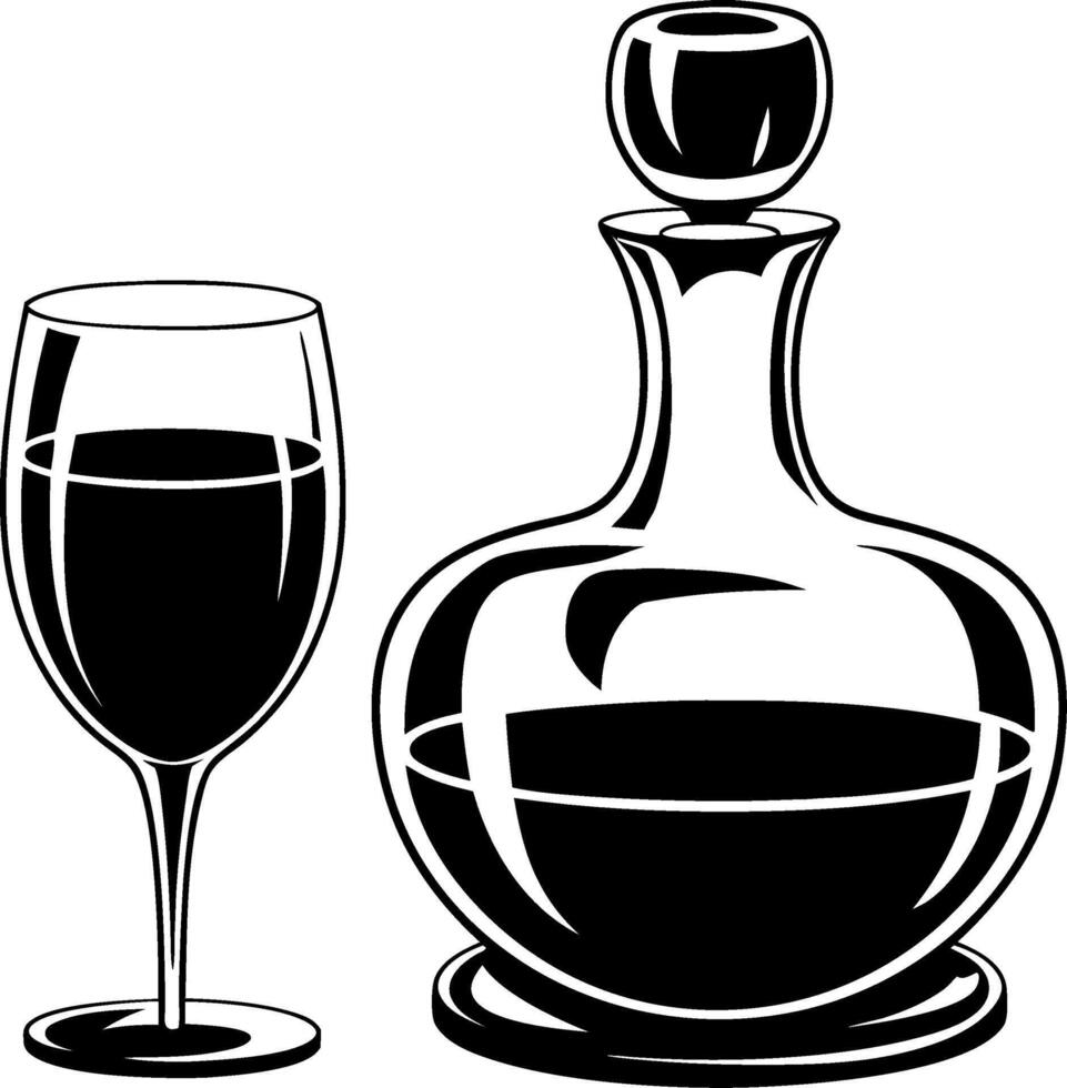 Elegant Wine Decanter and Glass Illustration for Dining Decor and Beverage Branding vector