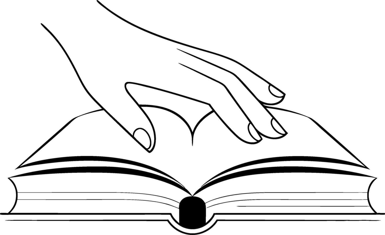 Hand on Open Book Illustration Knowledge and Learning Concept Art vector