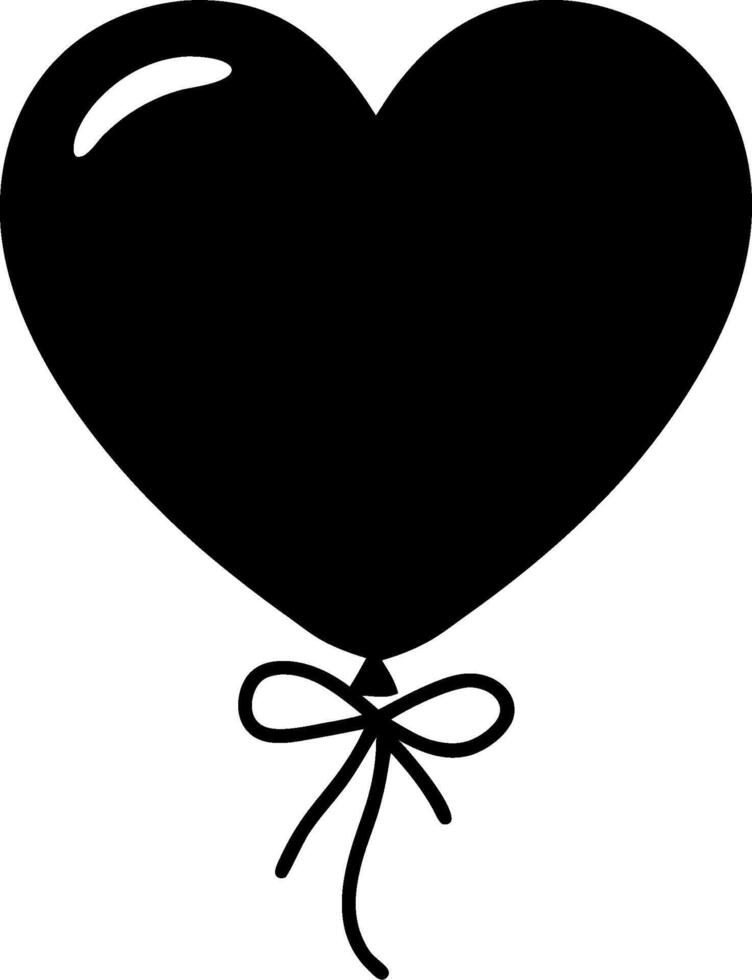Heart Shaped Balloon Silhouette Love Symbol Art vector
