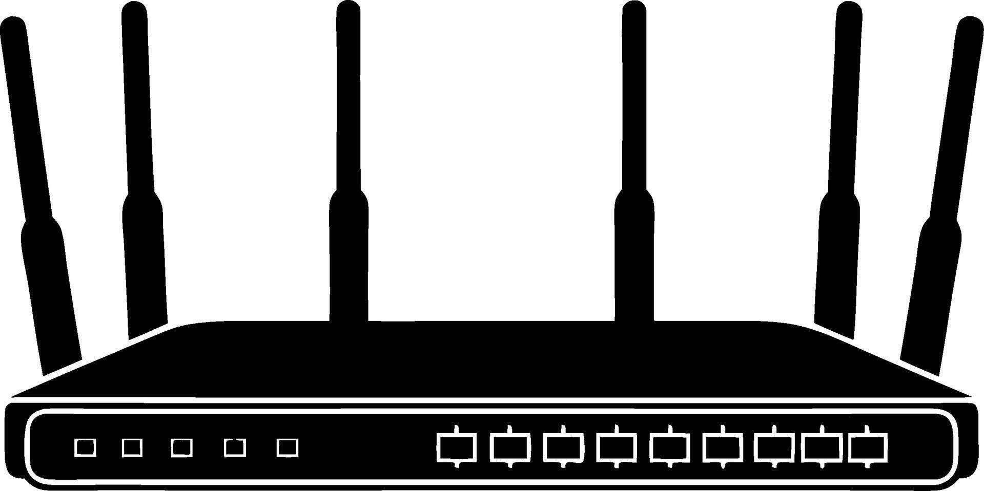 High Performance Wireless Router with Multiple Antennas Illustration vector