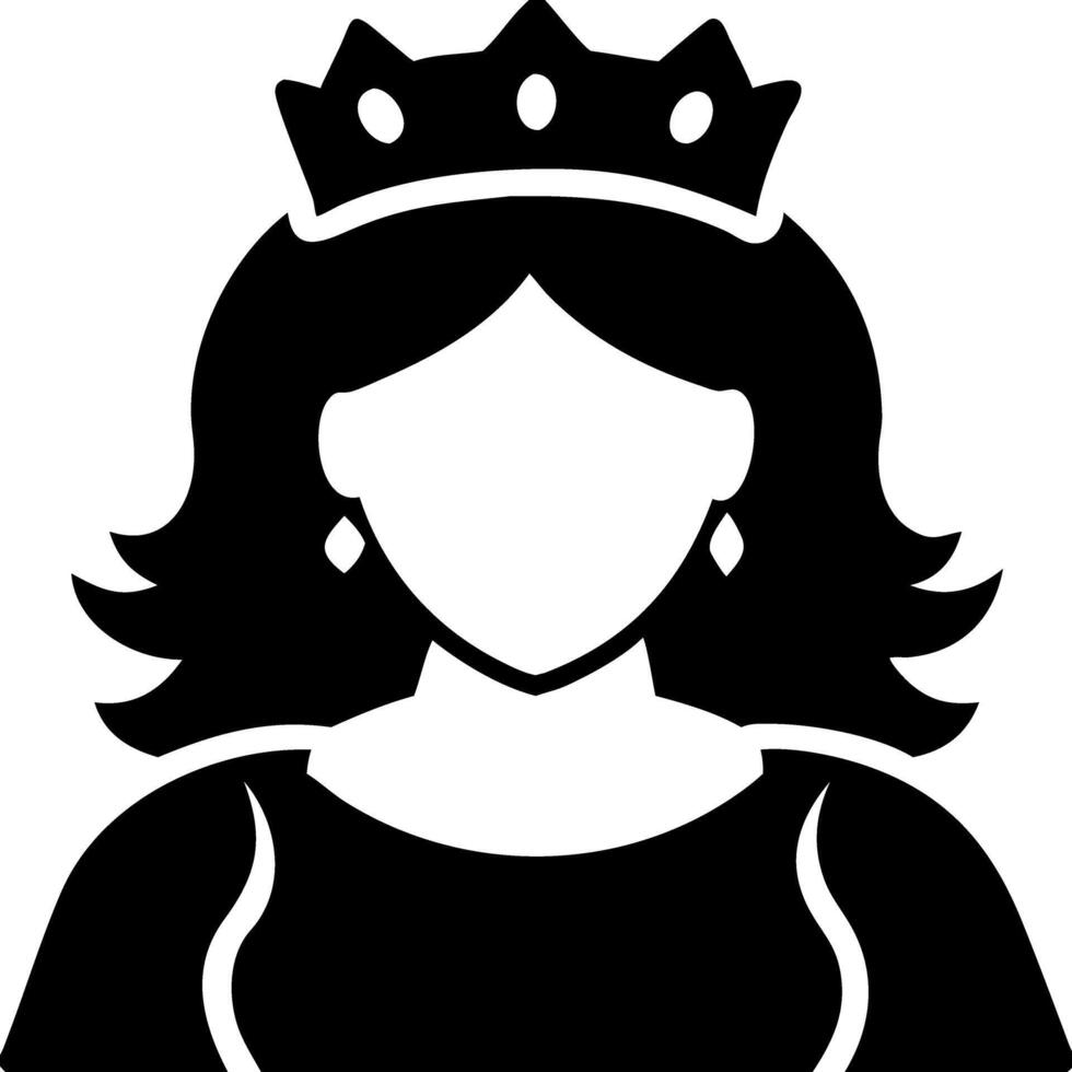 Elegant Princess Silhouette Illustration with Crown and Earrings vector