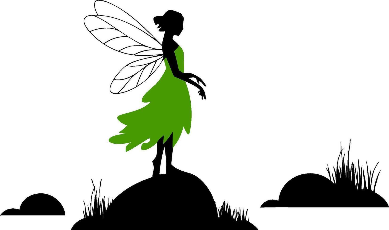 Enchanting Fairy Silhouette on Hilltop Illustration vector