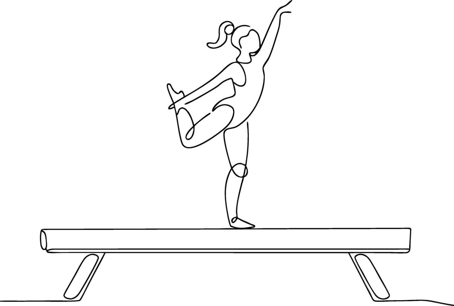 Gymnastics Balance Beam Line Art Female Athlete Illustration vector
