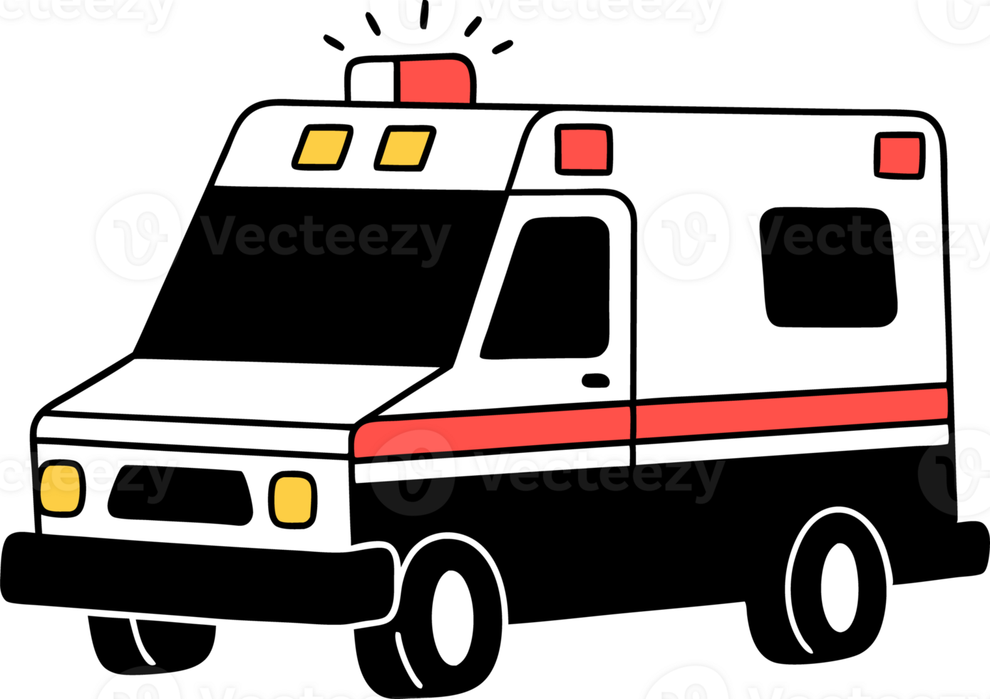 Illustration of an ambulance with flashing lights png