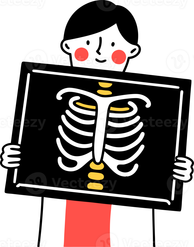 Illustration of a man holding an X-ray png