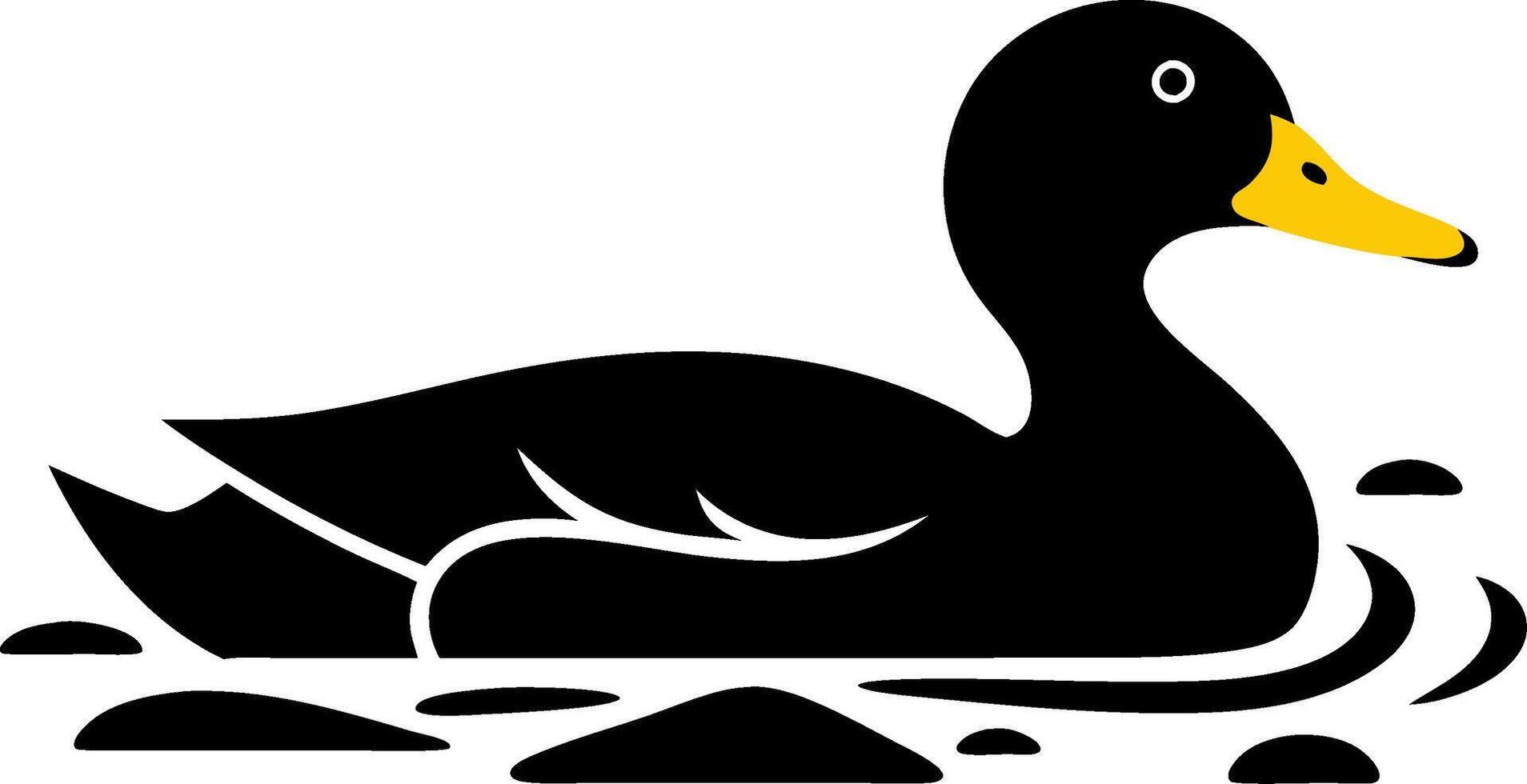 Black Duck Swimming in Lake Minimal Illustration for Nature and Wildlife Themes vector