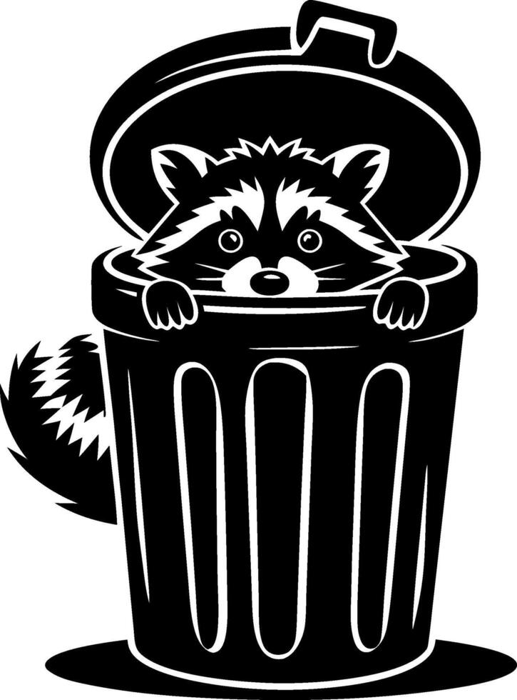Raccoon Hiding in Trash Can Illustration for Wildlife and Urban Themes vector