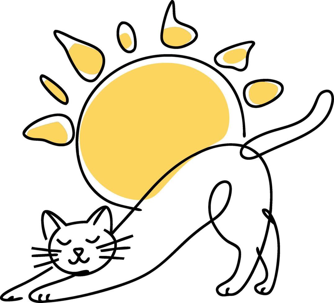 Playful Cat Stretching in Sunlight Minimalist Art vector